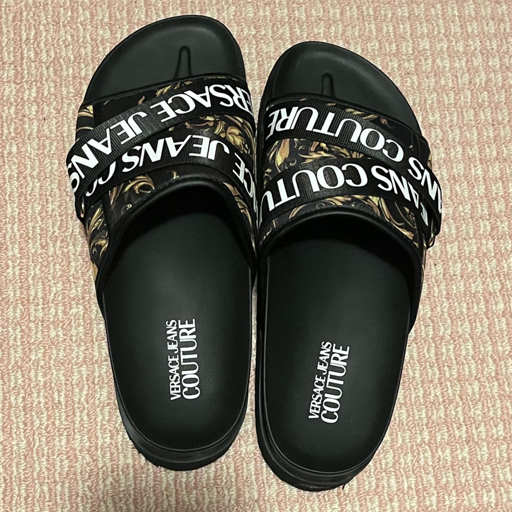 Black and Gold Versace Slides Men’s 9.5